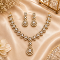 Gold Tone Crystal Teardrop Necklace and Earrings Set