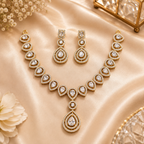 Gold Tone Crystal Teardrop Necklace and Earrings Set