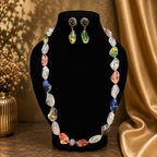 Multicolour Crystal Bead Necklace and Earrings Set