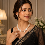 Classic Double Strand Pearl Necklace and Stud Earrings Set