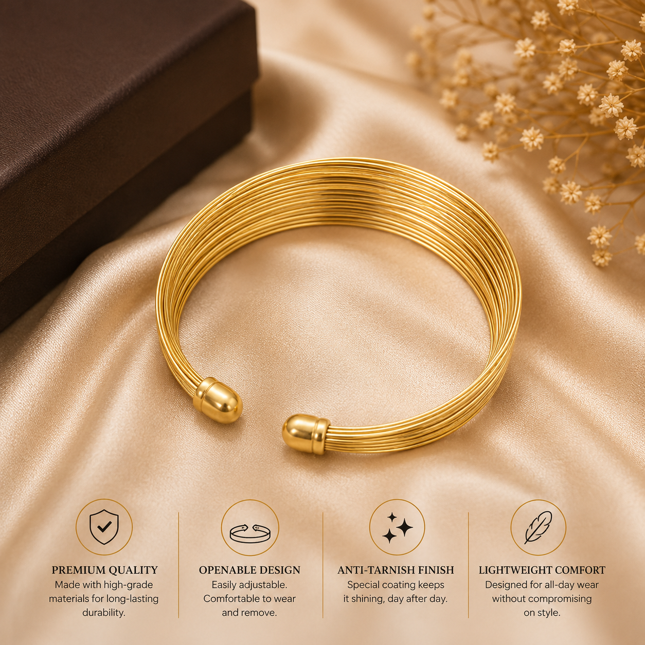 Multi Strand Wire Cuff Bracelet