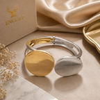 Dual Tone Oval Cuff Bracelet