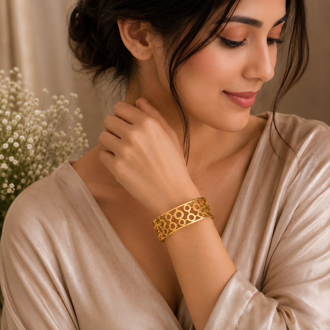 Circle Link Gold Bangle