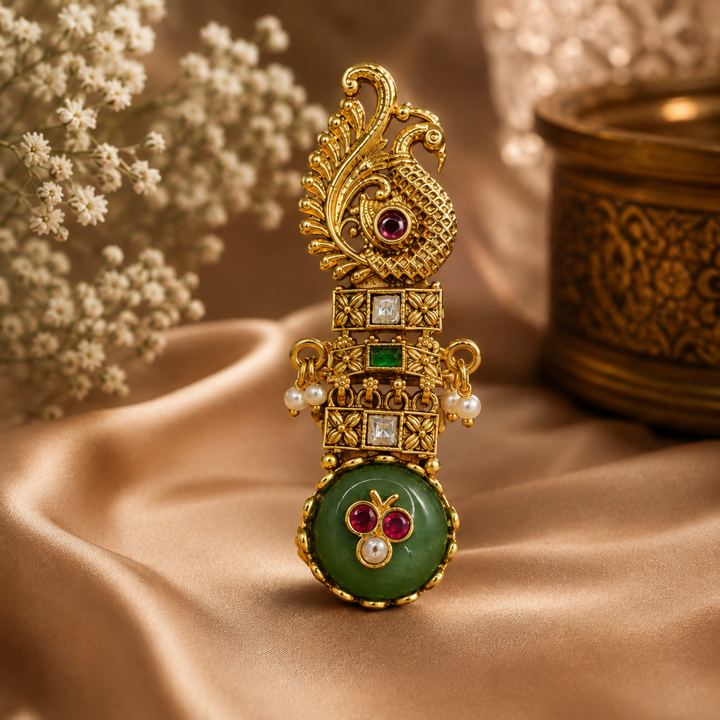 Peacock Green Gemstone Statement Ring