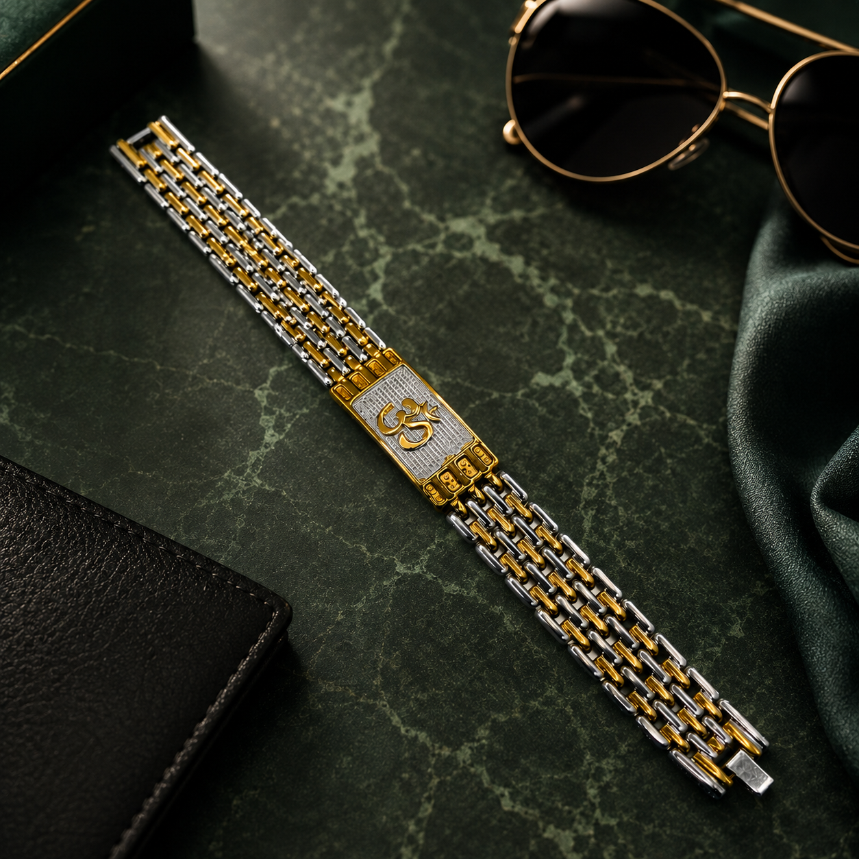 Gold & Silver OM Chain Bracelet