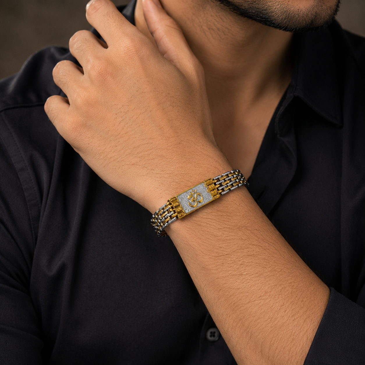 Gold & Silver OM Chain Bracelet