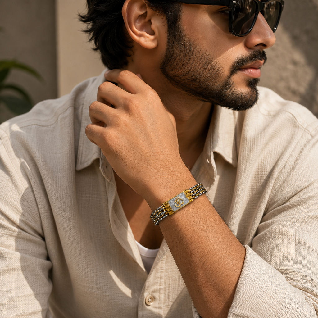 Gold & Silver OM Chain Bracelet