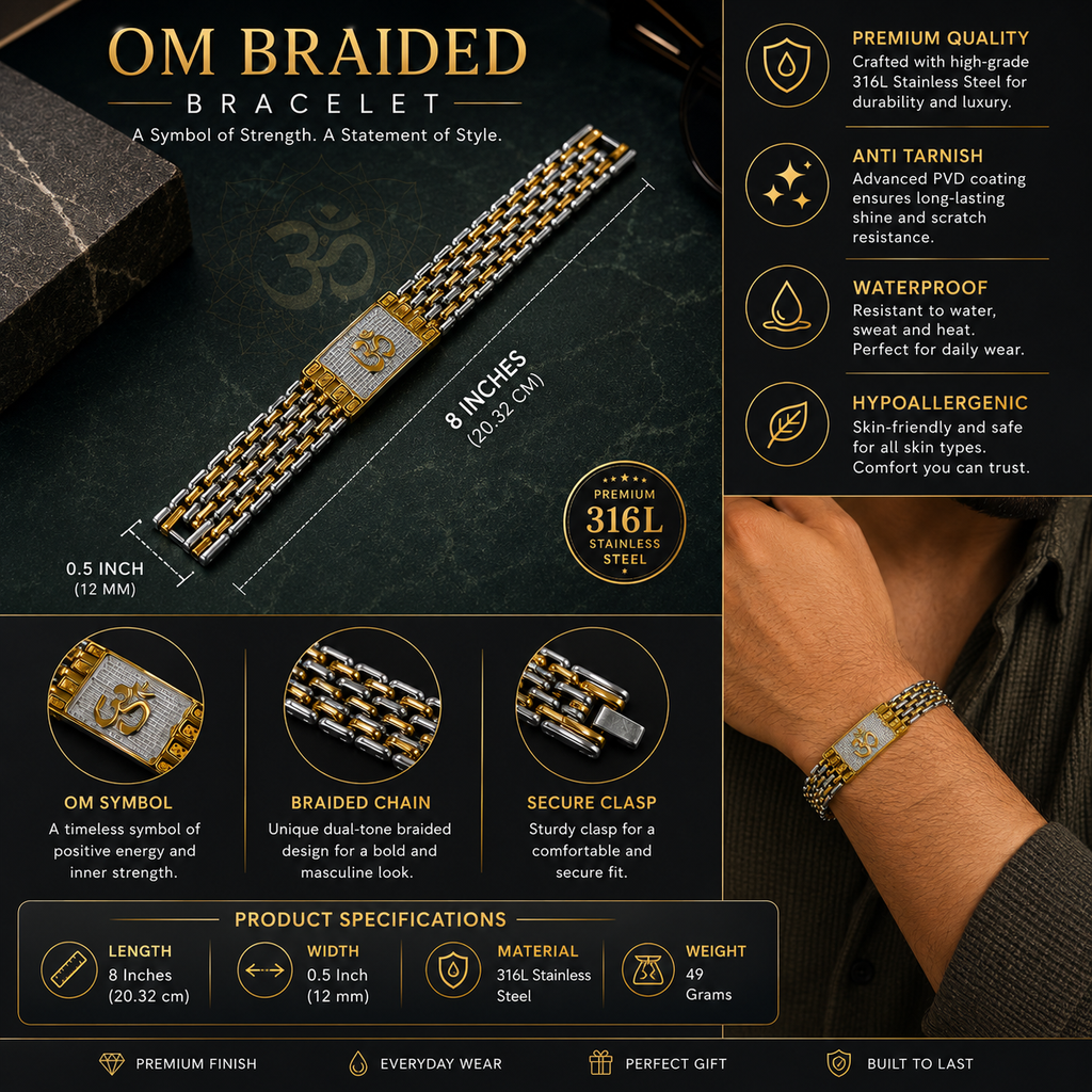 Gold & Silver OM Chain Bracelet