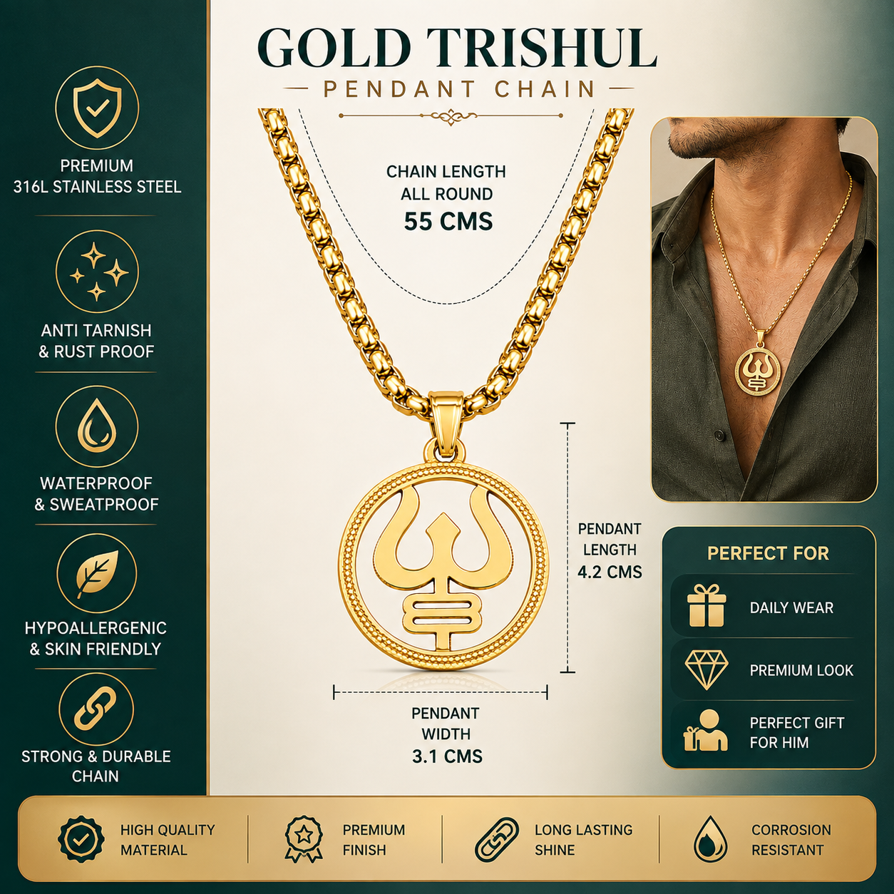 Trishul Pendant Chain