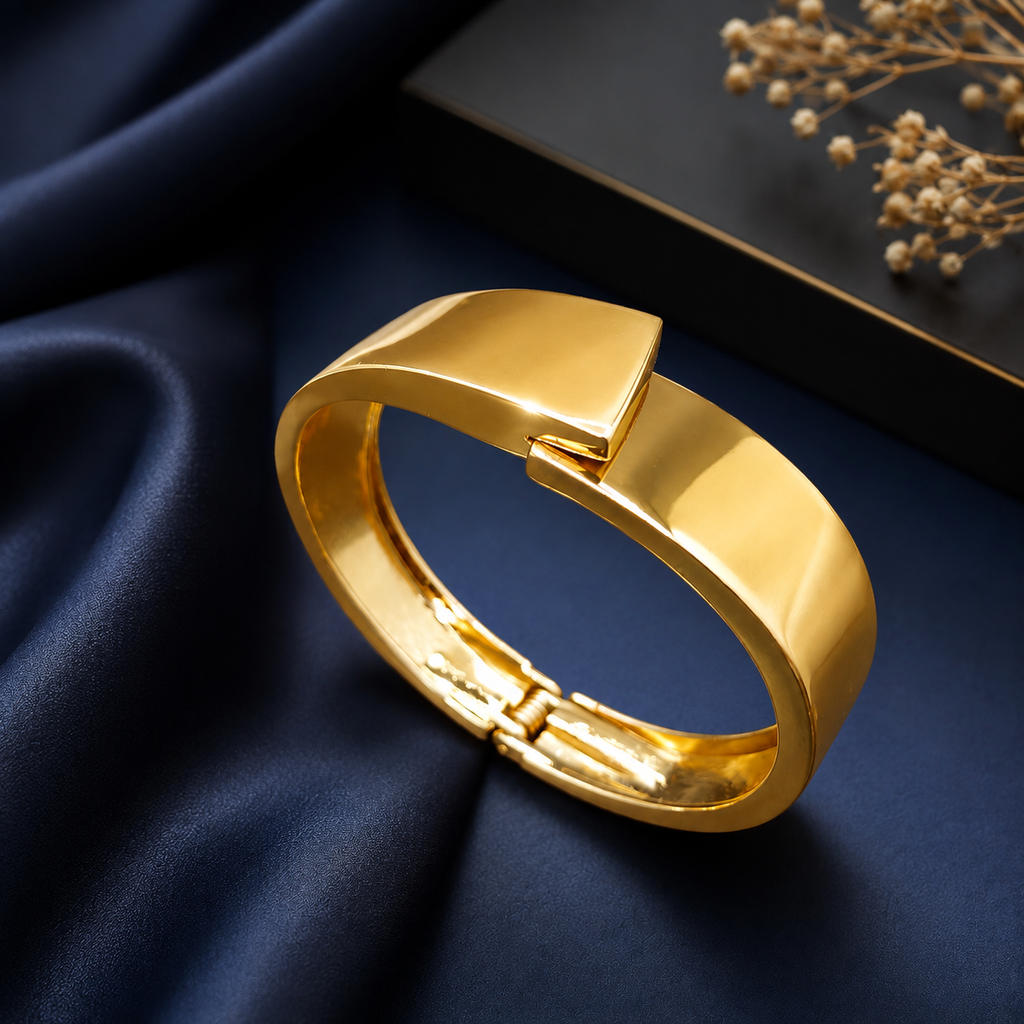 Encliff Minimalist Geometric Gold Cuff Bracelet