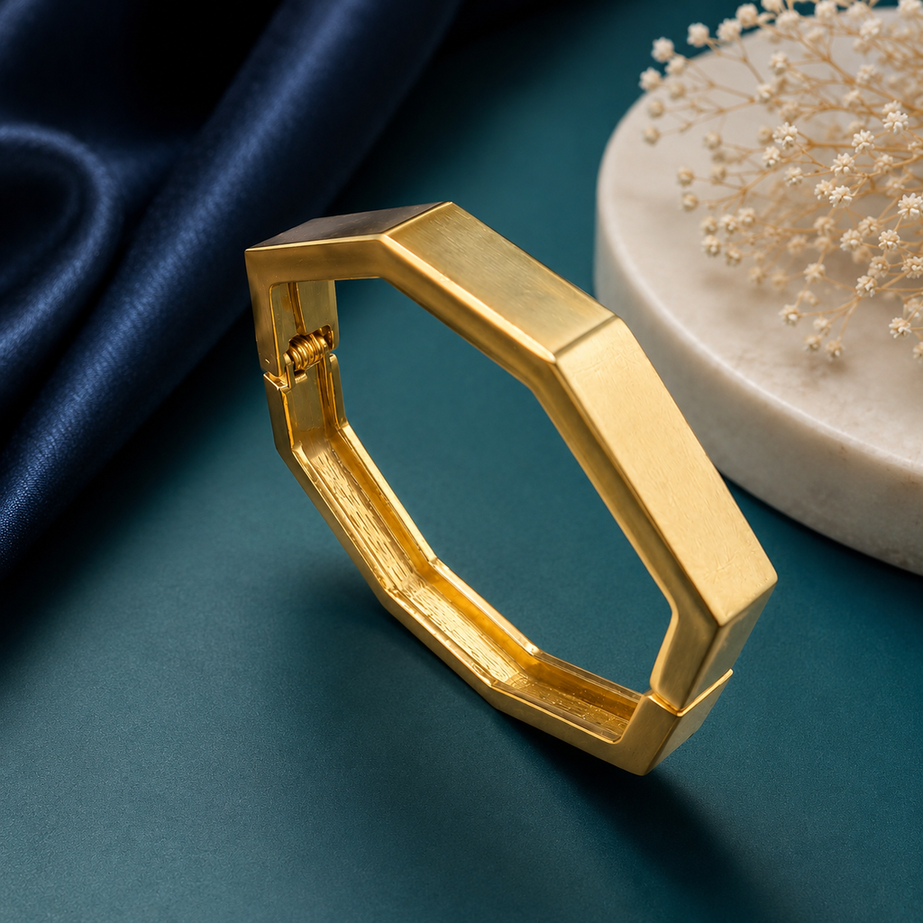 Encliff Geometric Octagon Gold Cuff Bracelet