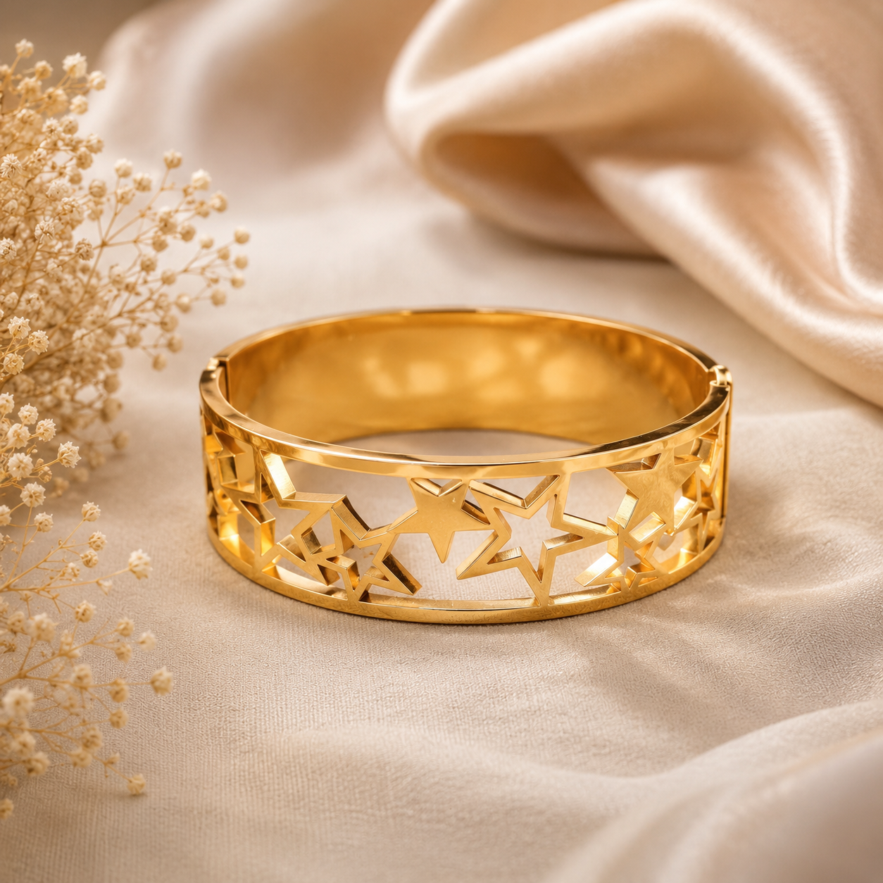Encliff Star Cutout Gold Bangle Bracelet