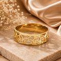 Encliff Floral Cutout Gold Cuff Bracelet