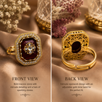 Ruby Red Gold Octagon Crystal Statement Ring