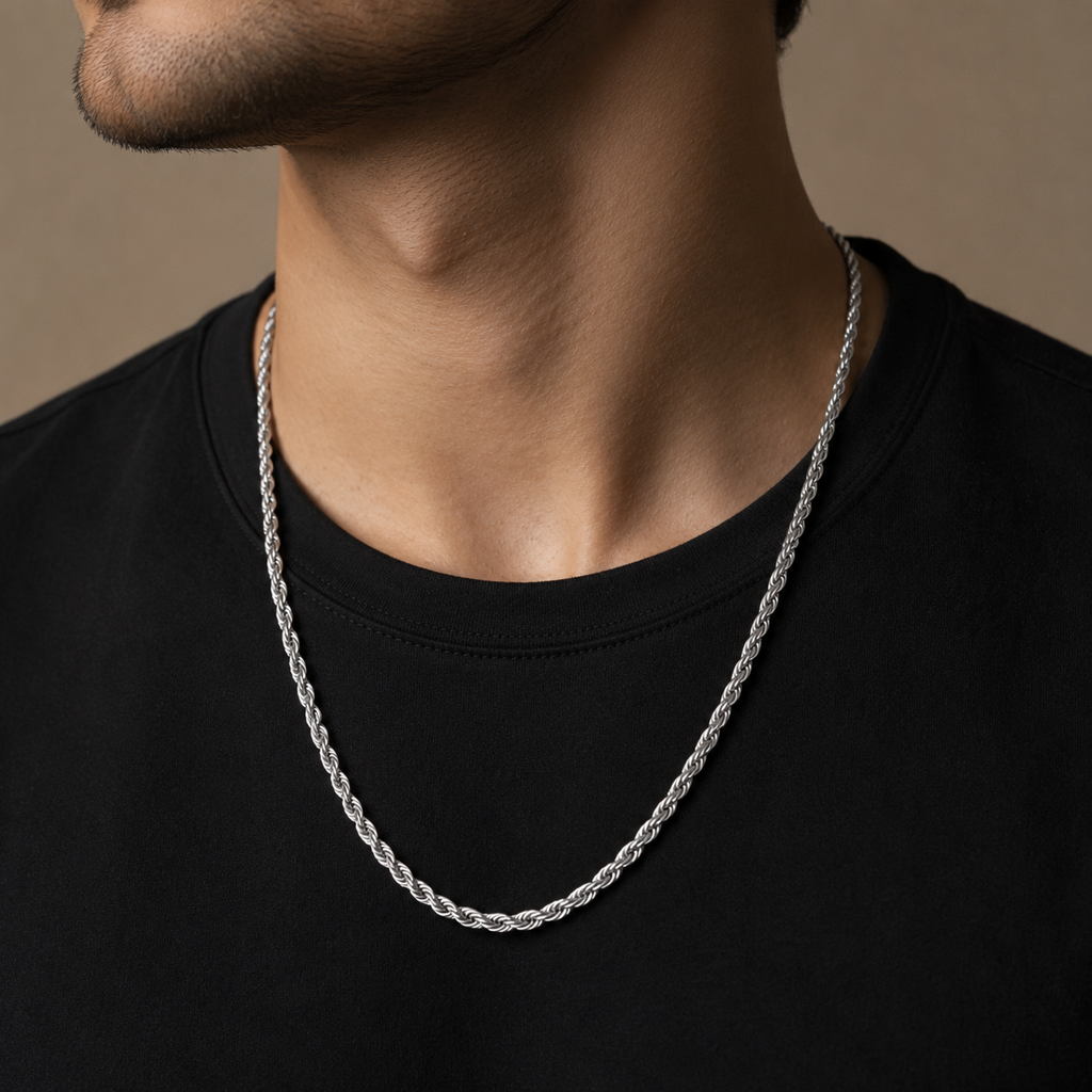 Silver Plated Rope Chain
