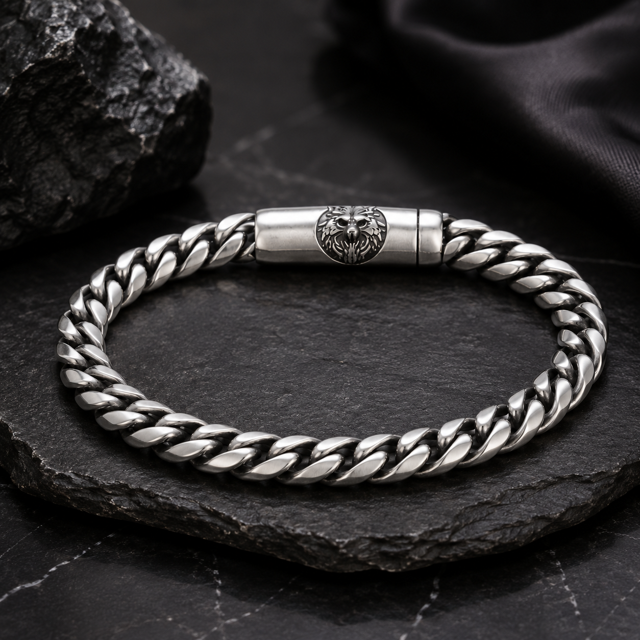 Matte Cuban Link Bracelet Silver