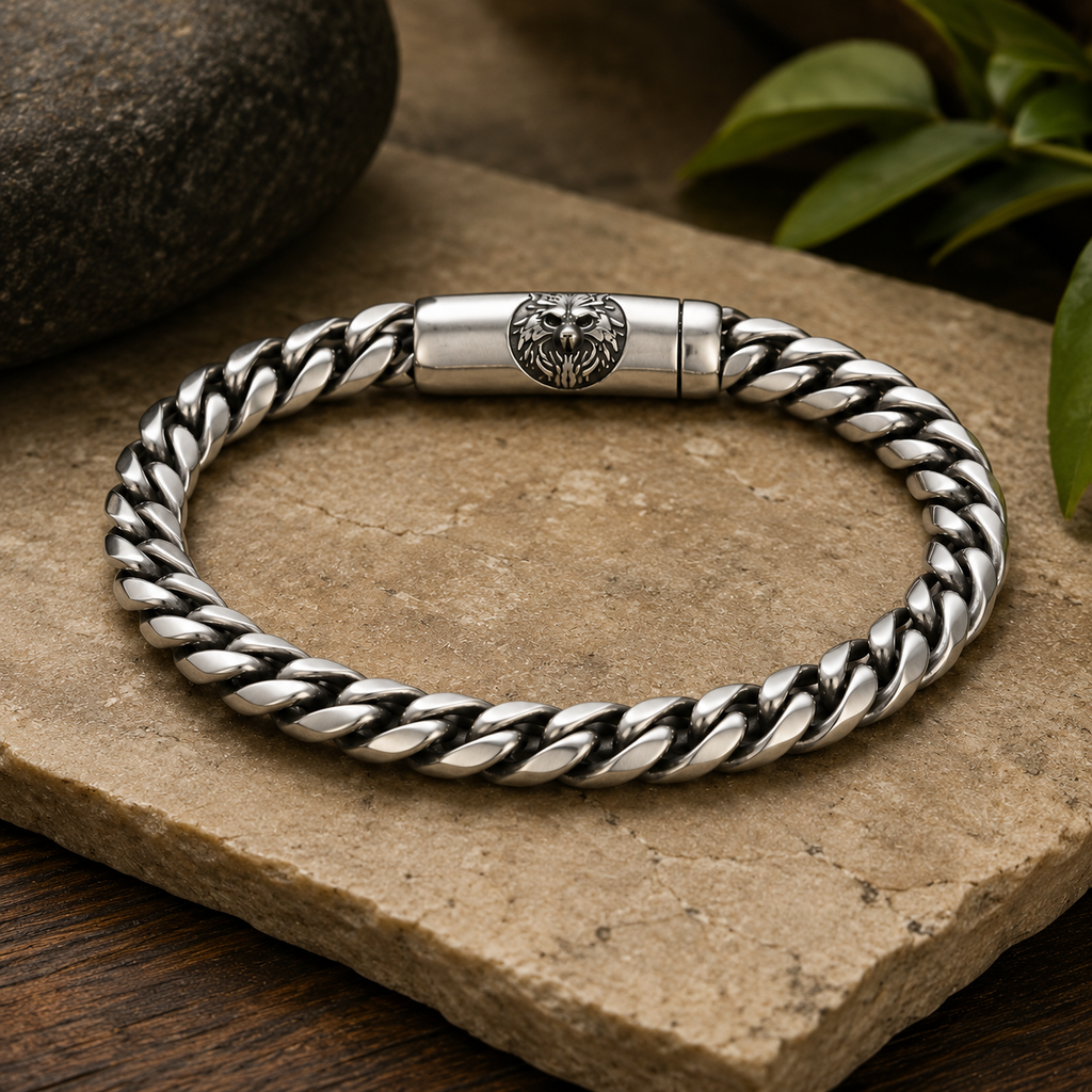 Matte Cuban Link Bracelet Silver
