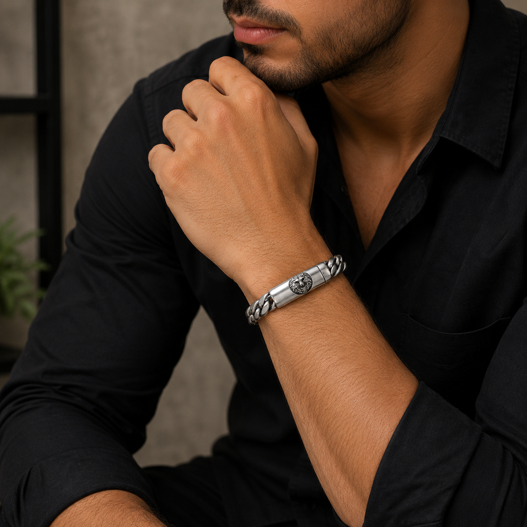 Matte Cuban Link Bracelet Silver