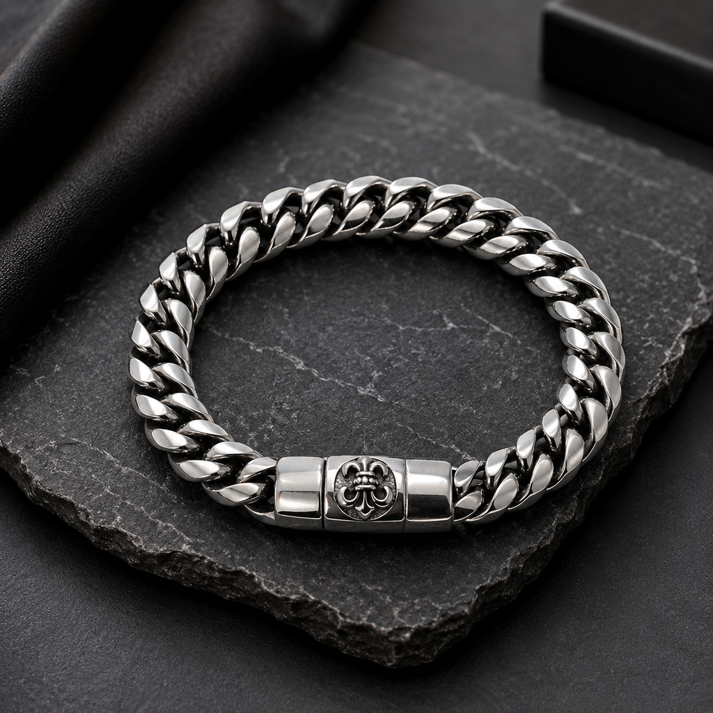 Shiny Cuban Link Bracelet Silver