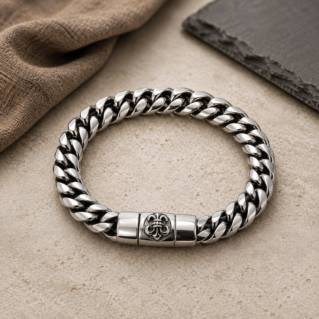 Shiny Cuban Link Bracelet Silver