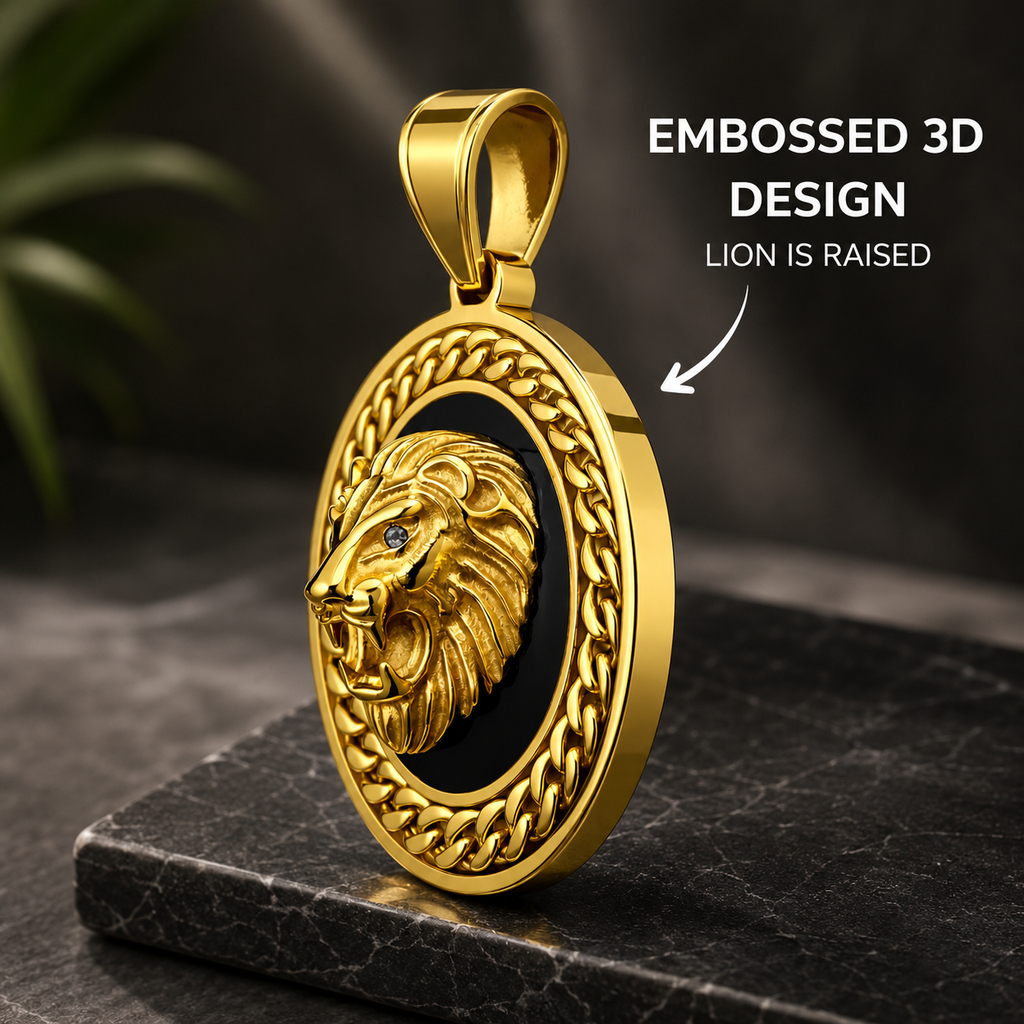 Lion Pendant Chain Gold