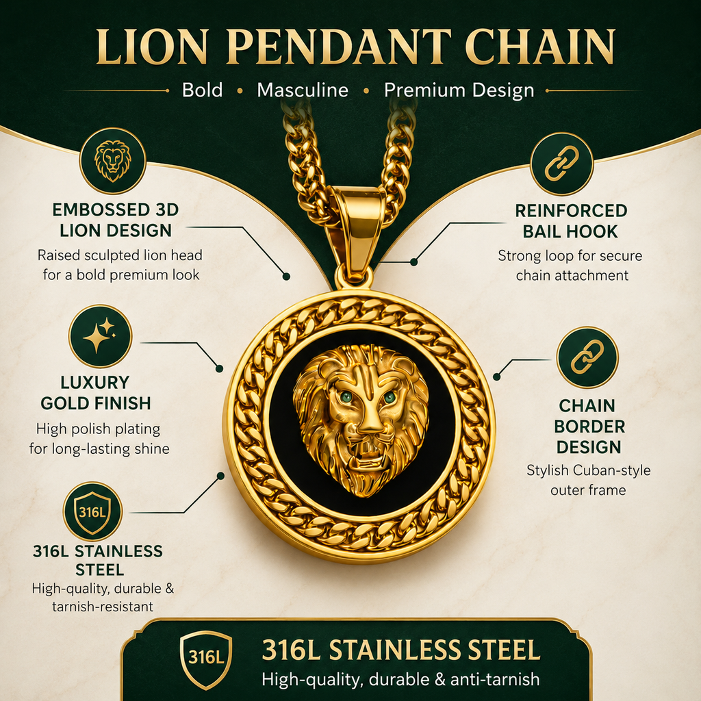 Lion Pendant Chain Gold