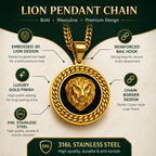 Lion Pendant Chain Gold