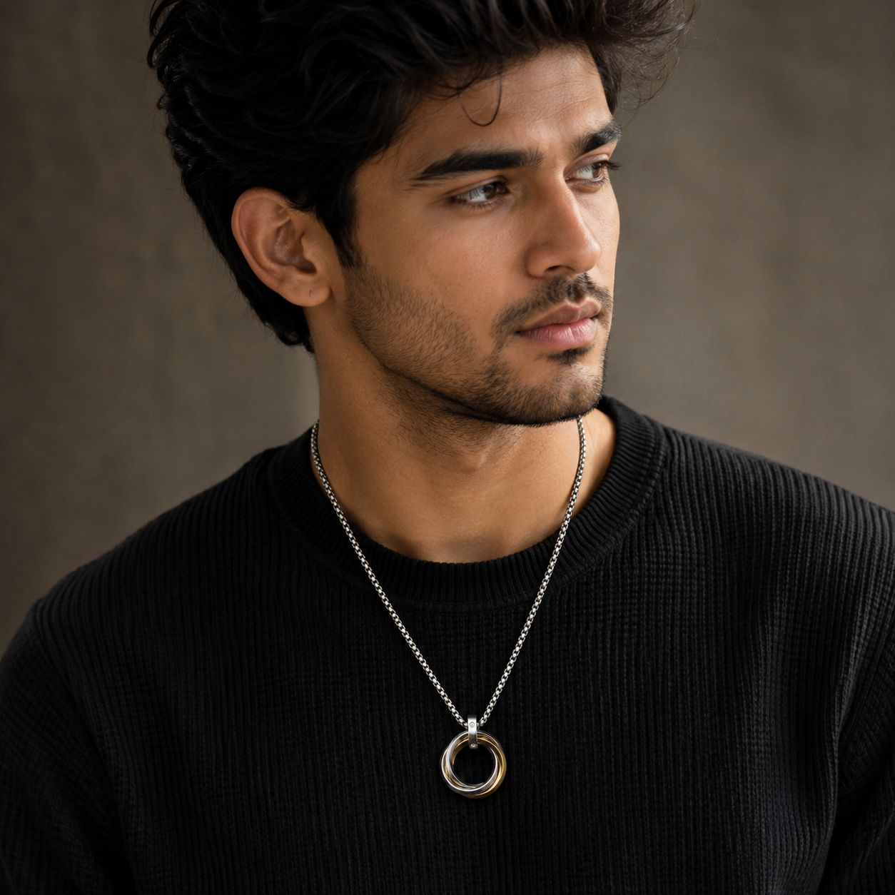 3 Ring Pendant Chain Silver