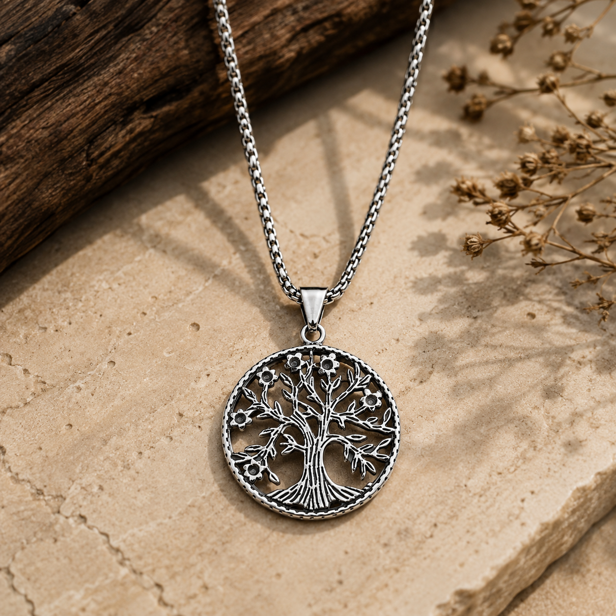 Tree of Life Pendant Chain Silver