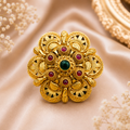 Encliff Emerald Ruby Floral Statement Ring