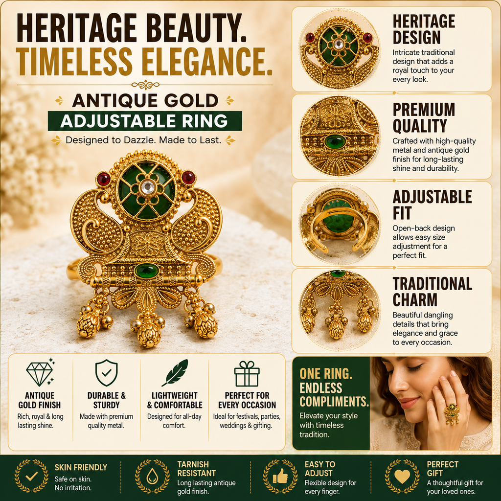 Emerald Ruby Ornate Statement Ring