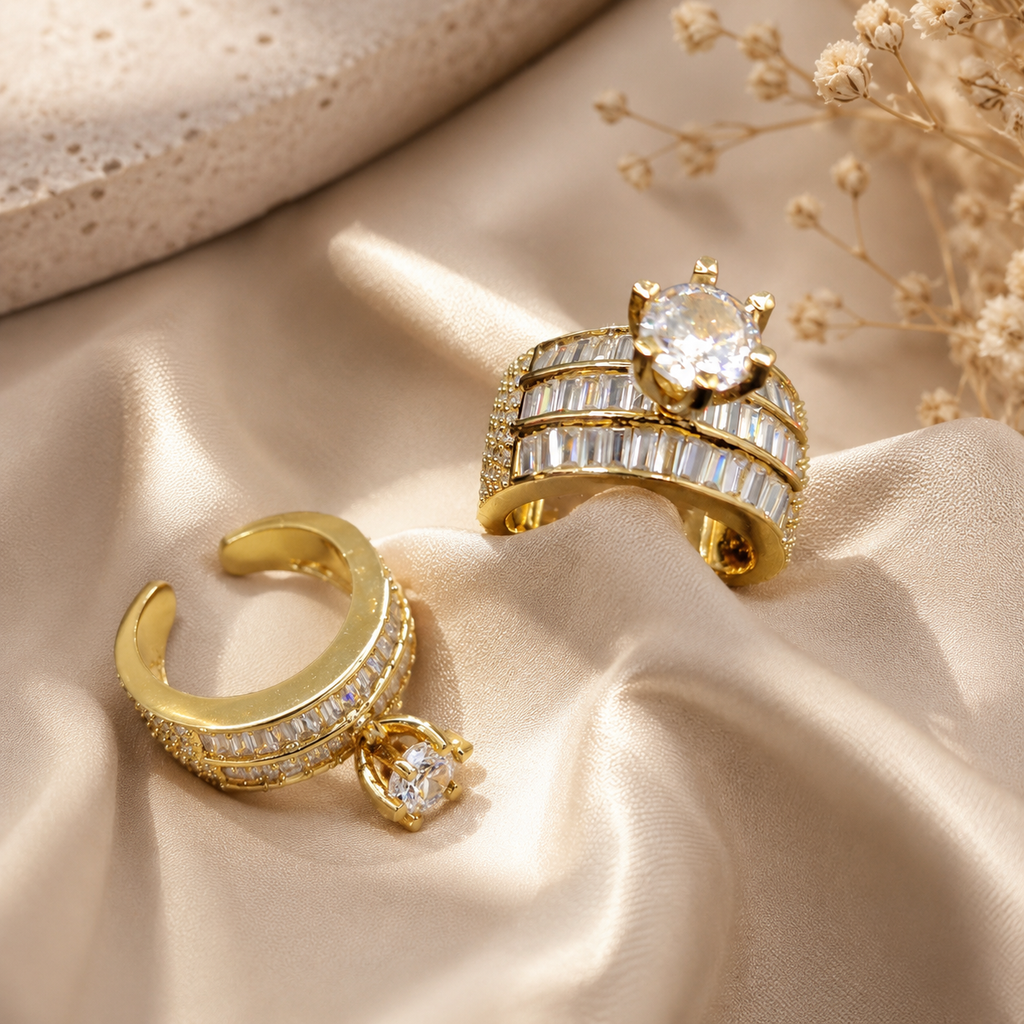 Crystal Baguette Solitaire Statement Ring