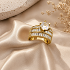Encliff Crystal Baguette Solitaire Statement Ring