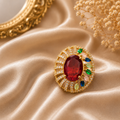 Encliff Ruby Multicolor Gemstone Halo Statement Ring