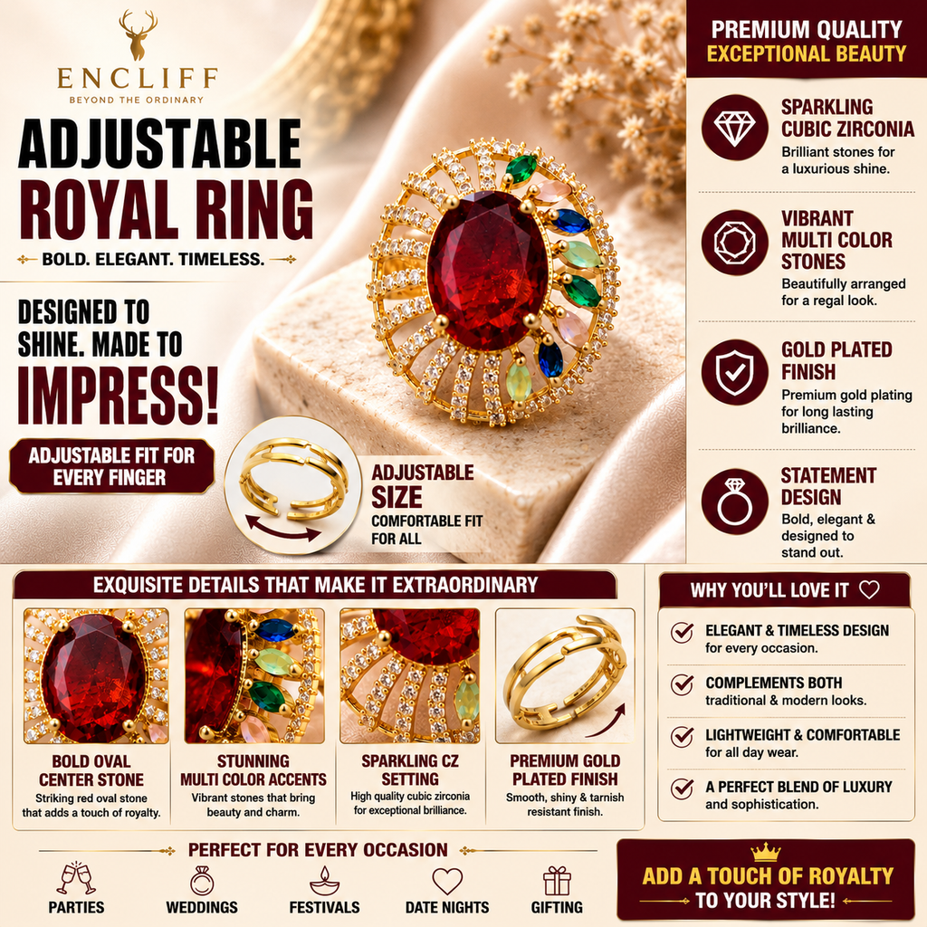 Ruby Multicolor Gemstone Halo Statement Ring