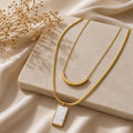Double Layered Marble Pendant Necklace