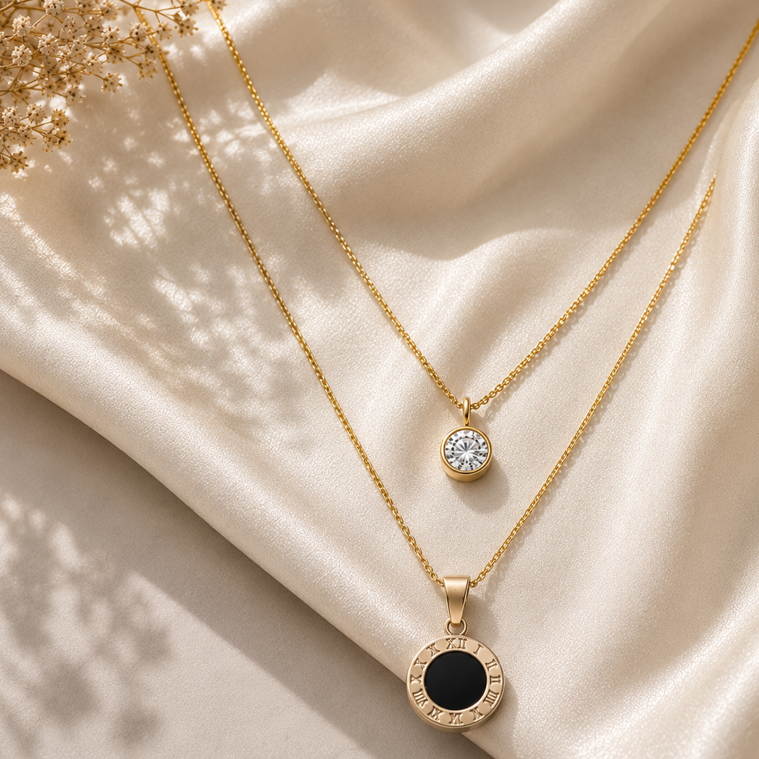 Double Layered Roman Pendant Necklace