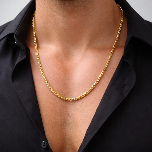 Encliff palm link chain showcasing interconnected metal links with a polished finish, highlighting its durable and stylish design.