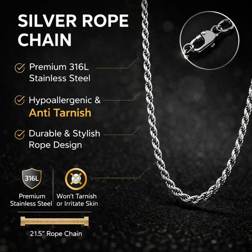 Silver Plated Rope Chain