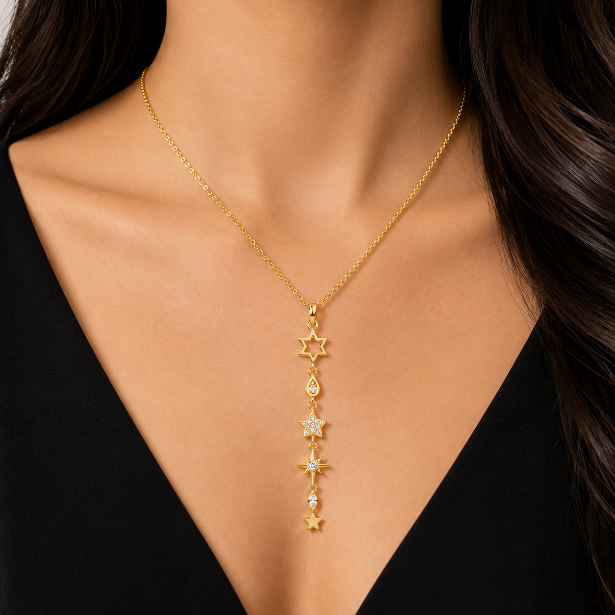 Celestial Star Drop Necklace