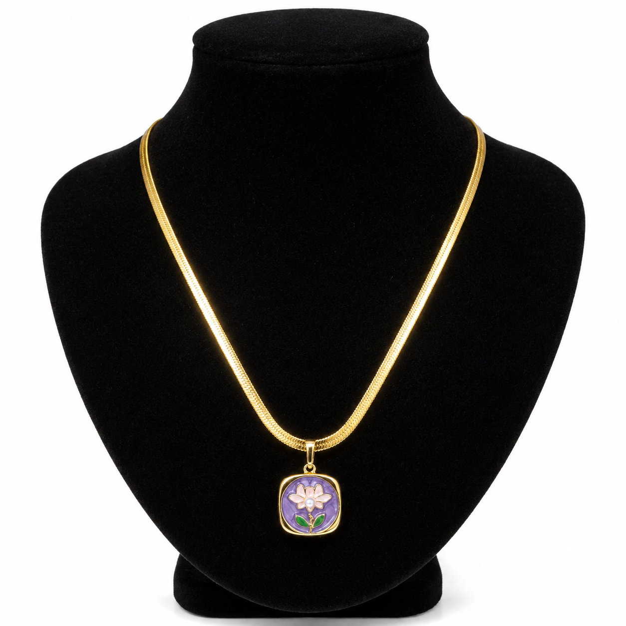 Purple Floral Pendant Necklace