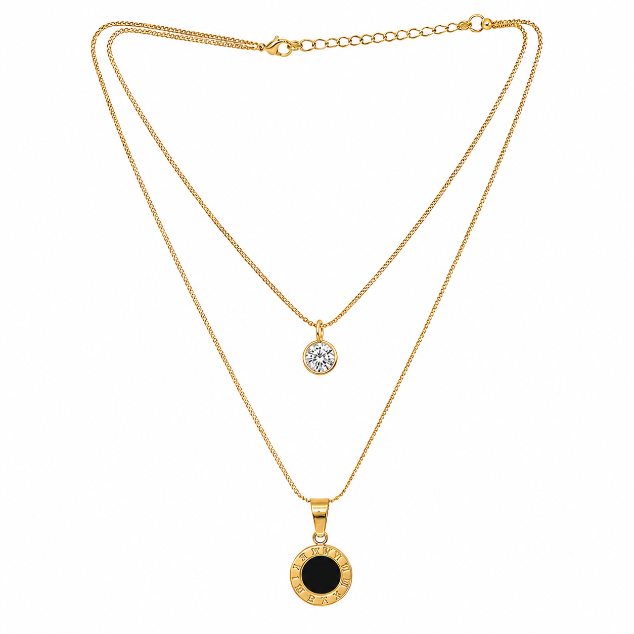 Double Layered Roman Pendant Necklace