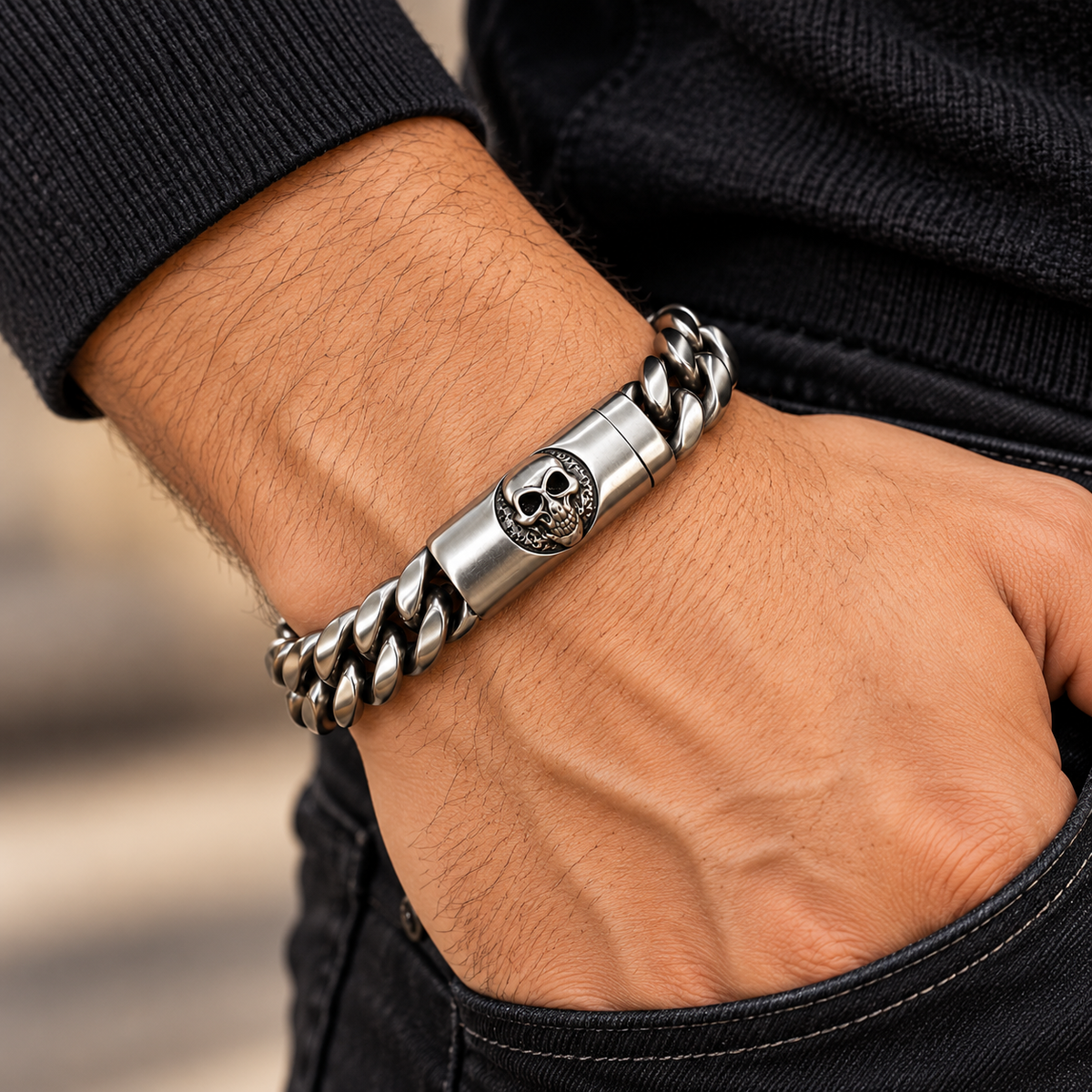 Matte Cuban Link Bracelet Silver