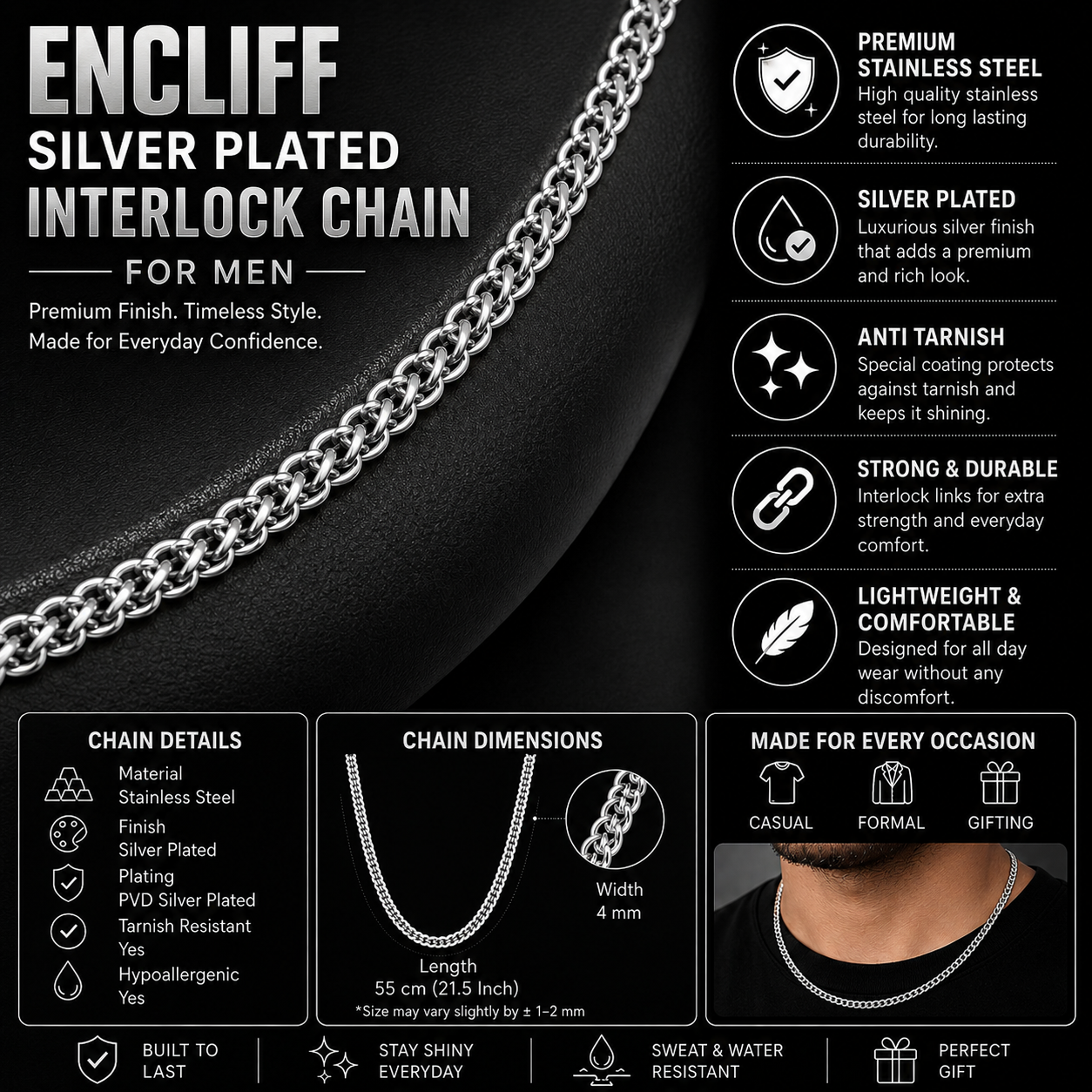Silver Interlocking Chain