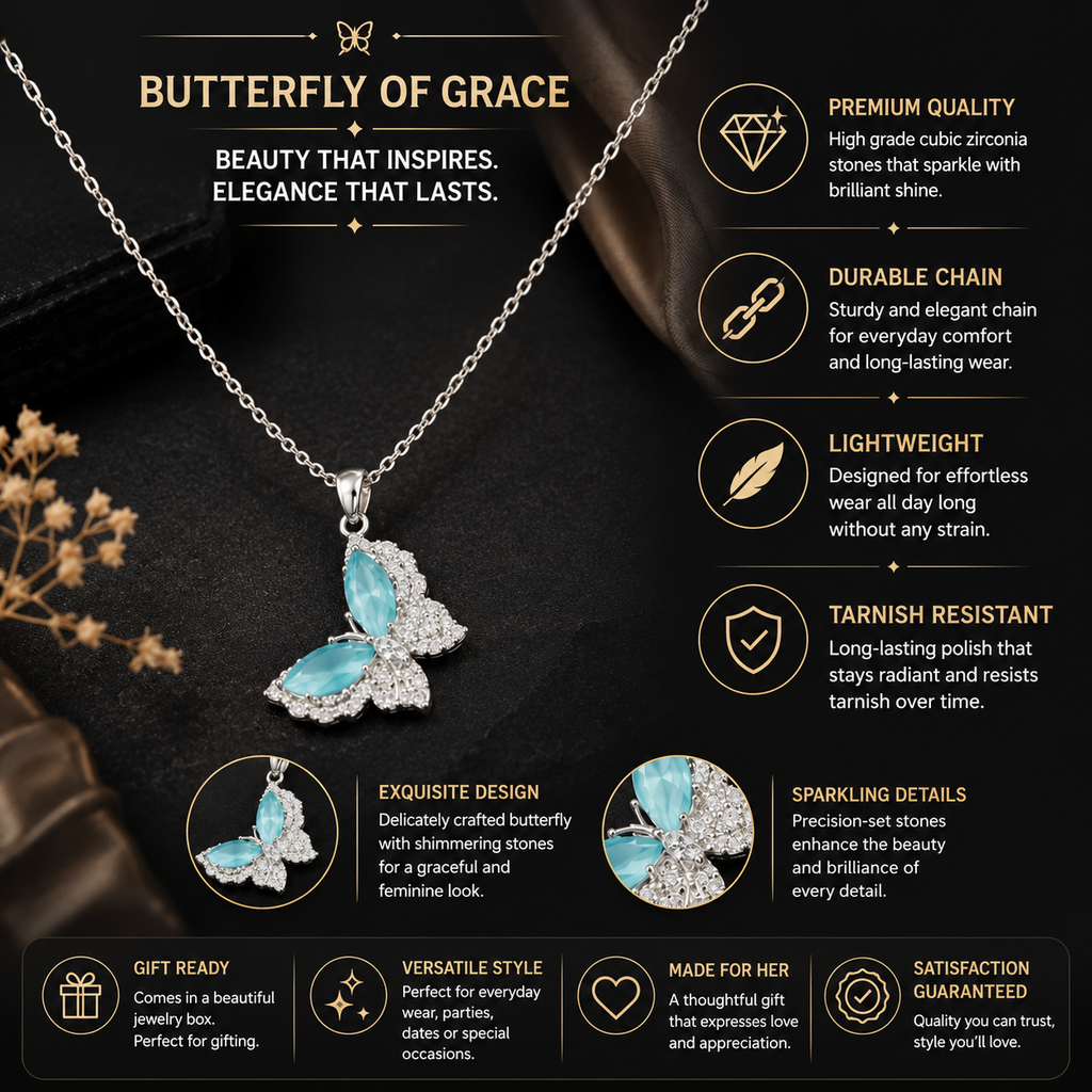 Crystal Butterfly Pendant Necklace