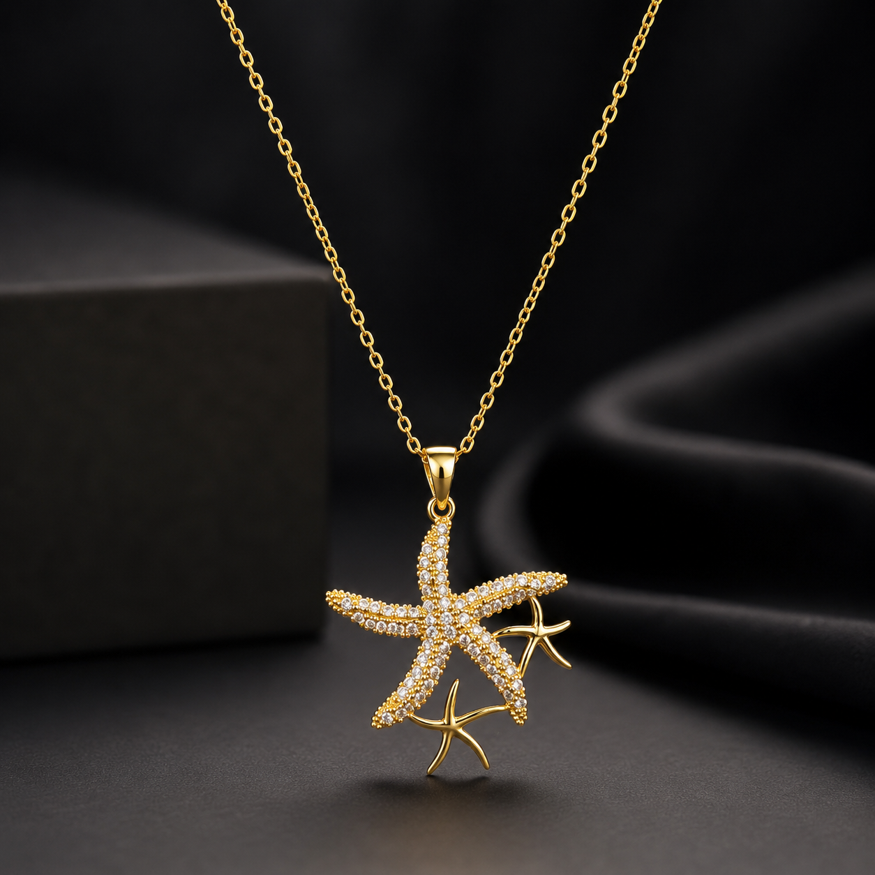 Crystal Starfish Pendant Necklace