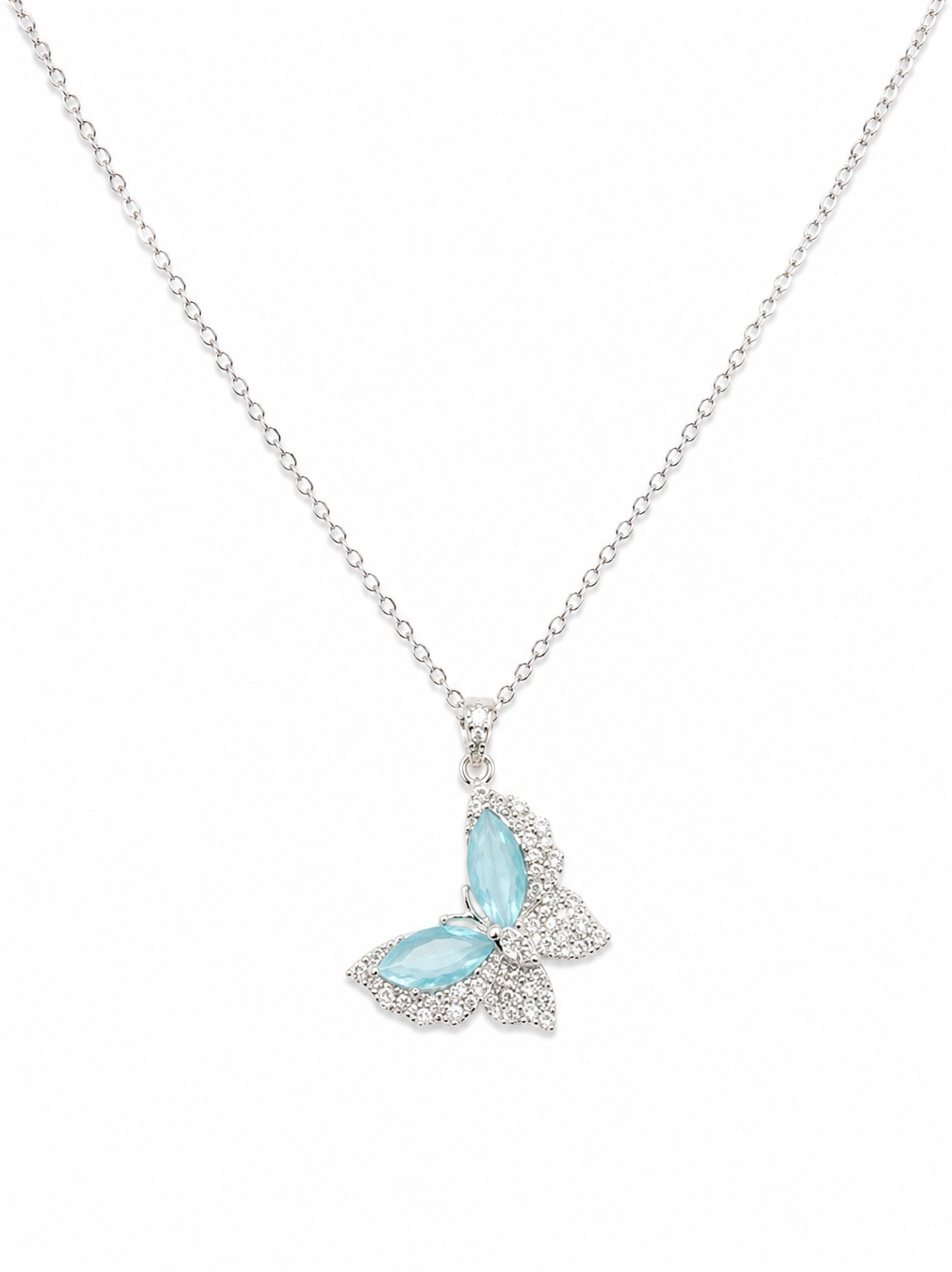 Crystal Butterfly Pendant Necklace