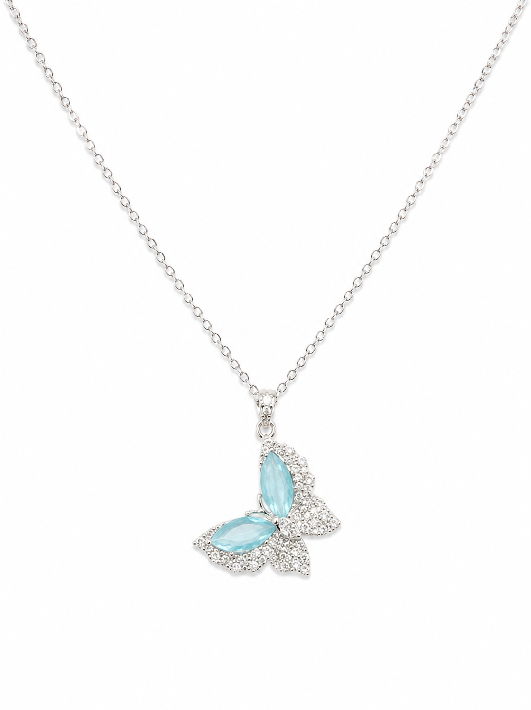 Crystal Butterfly Pendant Necklace
