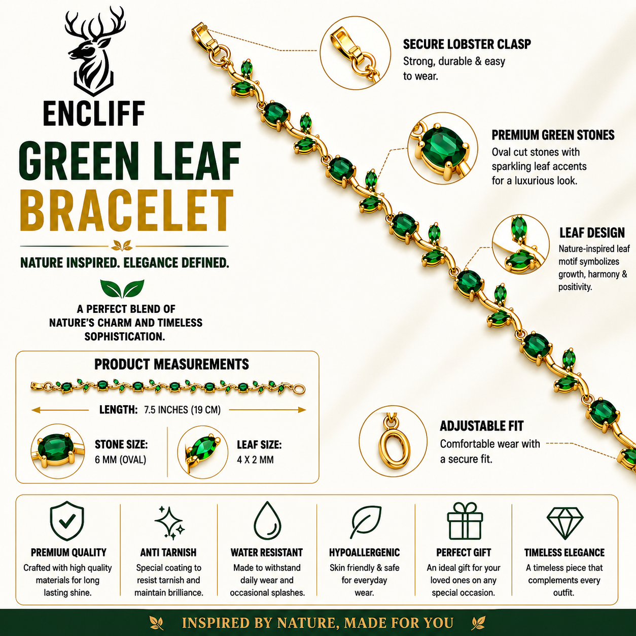 Green Tulip Bracelet for Women
