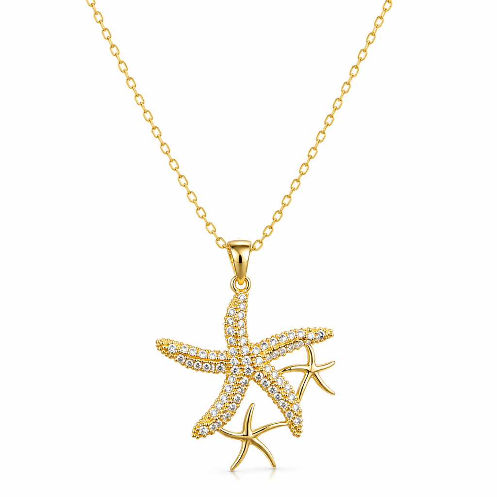Crystal Starfish Pendant Necklace